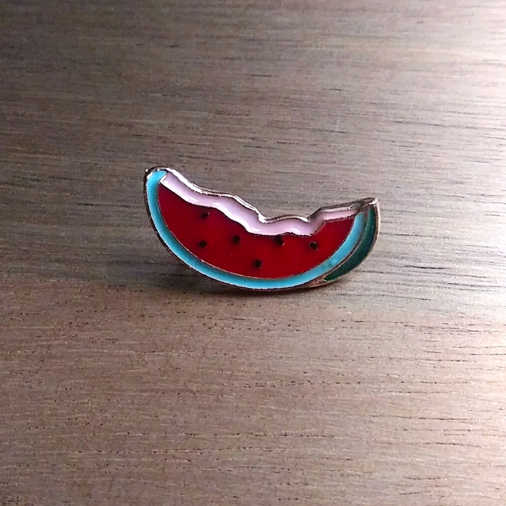 Watermelon slice bite enamel pin